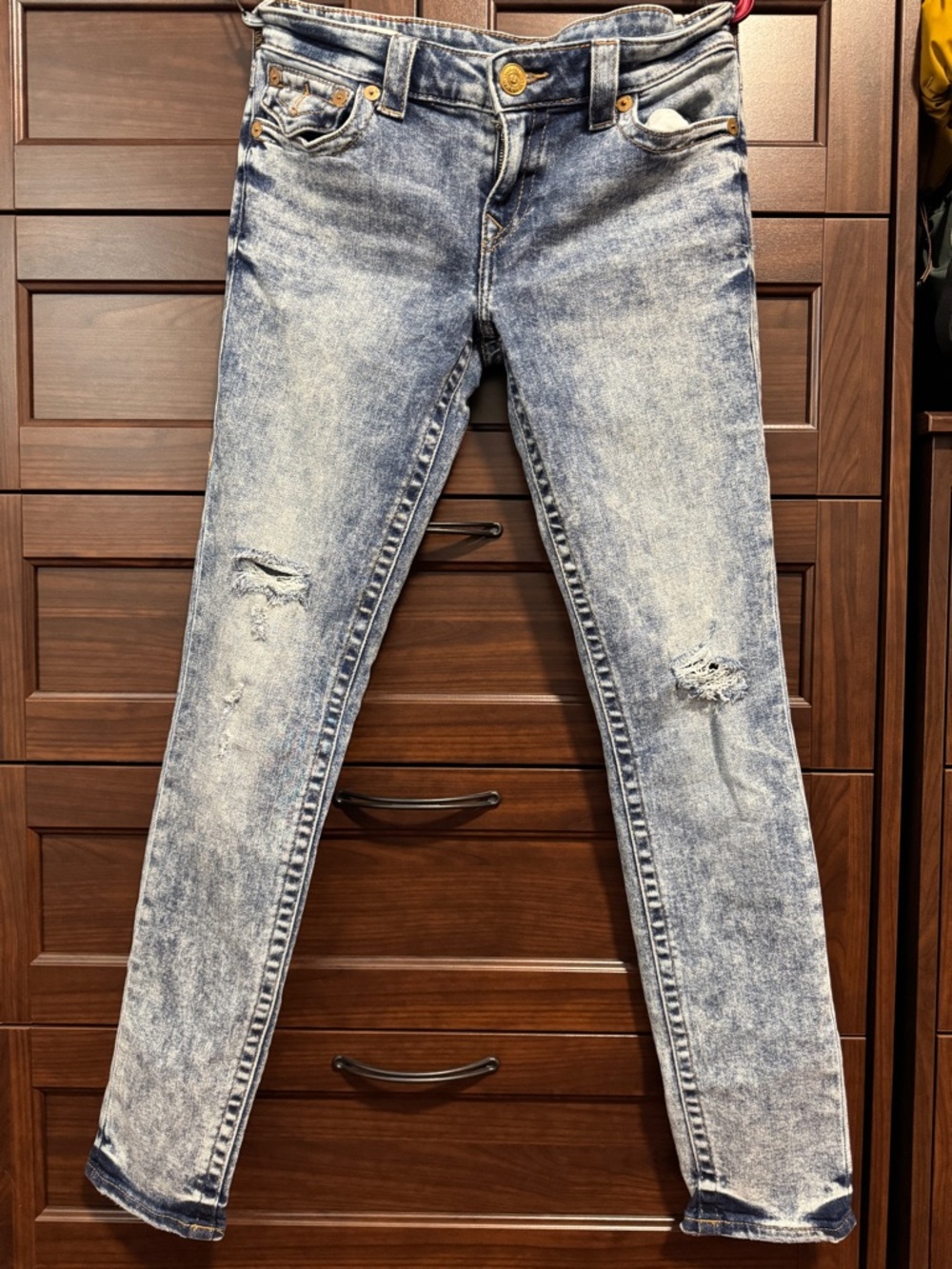 Men’s Acid Wash Low-Rise Skinny Jeans 30x30